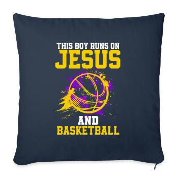 CE GARÇON COURT SUR JÉSUS ET LE BASKET-BALL - Housse de coussin décorative 45 x 45 cm - bleu marine - Devant