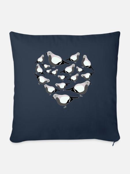 Herz Vogel Fink - Sofakissenbezug 45 x 45 cm - Navy