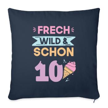 10 Jahre Geburtstag Junge Mädchen Eis essen - Sofakissenbezug 45 x 45 cm - Navy - Vorne
