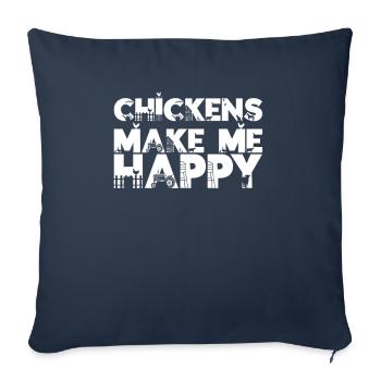 Les poulets me rendent heureux I drôle de poulet - Housse de coussin décorative 45 x 45 cm - bleu marine - Devant