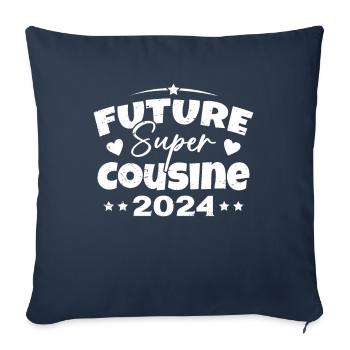Future Super Cousine 2024 Annonce Grossesse - Housse de coussin décorative 45 x 45 cm - bleu marine - Devant