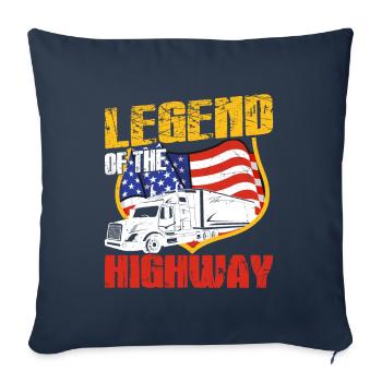 Camionneur Légende De L’Autoroute Truclegend Camion - Housse de coussin décorative 45 x 45 cm - bleu marine - Devant