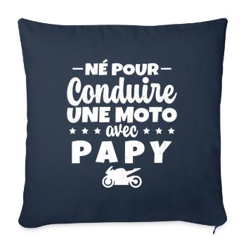 Né pour Conduire une Moto avec Papy Motard Cadeau - Housse de coussin décorative 45 x 45 cm - bleu marine - Devant