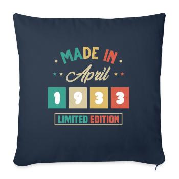 Vintage Nées En Avril 1933 Cadeau D'anniversaire - Housse de coussin décorative 45 x 45 cm - bleu marine - Devant