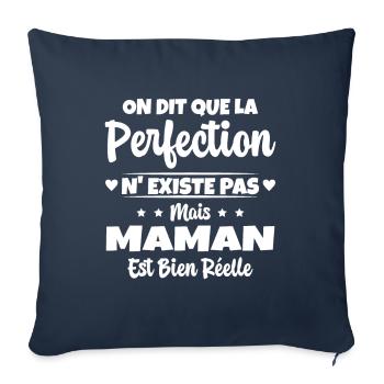 Maman est la perfection - Cadeau fête des mères - Housse de coussin décorative 45 x 45 cm - bleu marine - Devant