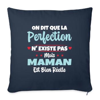 Maman est la perfection - Cadeau fête des mères - Housse de coussin décorative 45 x 45 cm - bleu marine - Devant