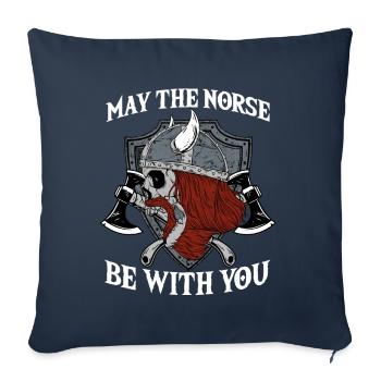 Que le Nord soit avec toi I Viking Valhalla - Housse de coussin décorative 45 x 45 cm - bleu marine - Devant