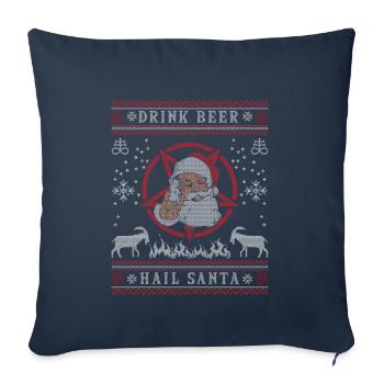 Drink Beer Hail Santa I Baphomet Death Metal - Sofa pillowcase 17,3'' x 17,3'' (45 x 45 cm) - navy - Front