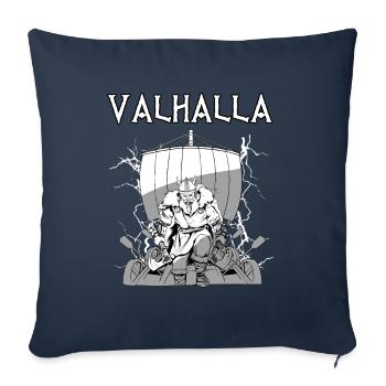 Valhalla I Viking Warrior I Odin I Viking Ship - Housse de coussin décorative 45 x 45 cm - bleu marine - Devant