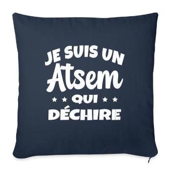 Homme Je Suis Un Atsem Qui Déchire Humour Drôle - Housse de coussin décorative 45 x 45 cm - bleu marine - Devant