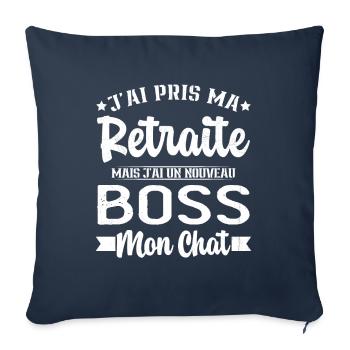 J'ai Un Nouveau Boss Mon chat Humour Cadeau - Housse de coussin décorative 45 x 45 cm - bleu marine - Devant