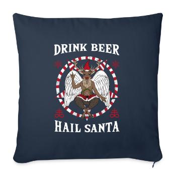 Drink Beer Hail Santa I Baphomet Death Metal - Sofa pillowcase 17,3'' x 17,3'' (45 x 45 cm) - navy - Front