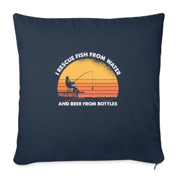 Je sauve le poisson de l’eau et la bière des bouteilles - Housse de coussin décorative 45 x 45 cm - bleu marine - Devant