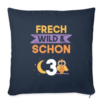 3 Jahre Geburtstag Junge Mädchen Eule - Sofakissenbezug 45 x 45 cm - Navy - Vorne