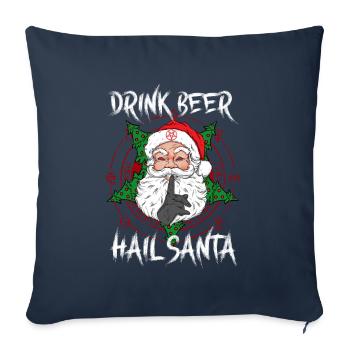 Drink Beer Hail Santa I Baphomet Death Metal - Sofa pillowcase 17,3'' x 17,3'' (45 x 45 cm) - navy - Front