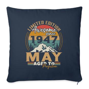 May 1947 Vintage Anniversary May 1947 - Sofa pillowcase 17,3'' x 17,3'' (45 x 45 cm) - navy - Front