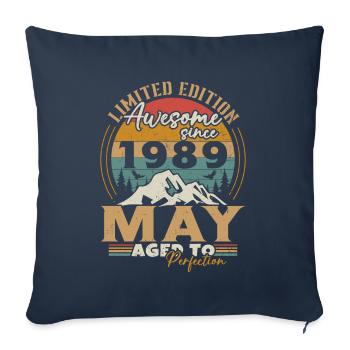 May 1989 Vintage Born in May 1989 Anniversary - Sofa pillowcase 17,3'' x 17,3'' (45 x 45 cm) - navy - Front