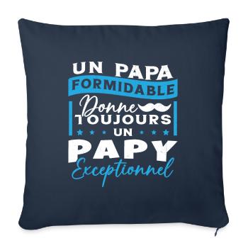 Papa Formidable Donne Toujours Papy Exceptionnel - Housse de coussin décorative 45 x 45 cm - bleu marine - Devant