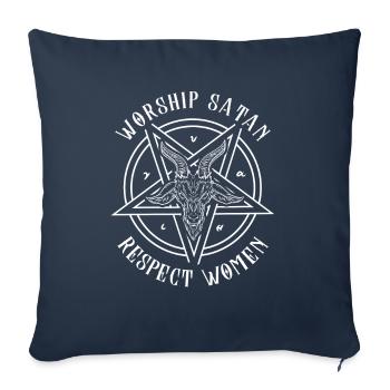 Adorer Satan Respecter les femmes Satanique Baphomet Chèvre - Housse de coussin décorative 45 x 45 cm - bleu marine - Devant
