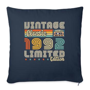1992 Vintage Nées En 1992 Cadeau D'anniversaire - Housse de coussin décorative 45 x 45 cm - bleu marine - Devant