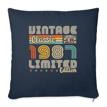 1987 Vintage Born in 1987 Birthday Gift - Sofa pillowcase 17,3'' x 17,3'' (45 x 45 cm) - navy - Front