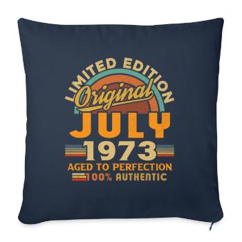 Né juillet 1973 Anniversaire juillet 1973 - Housse de coussin décorative 45 x 45 cm - bleu marine - Devant