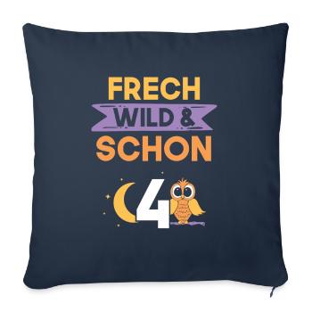4 Jahre Geburtstag Junge Mädchen Eule - Sofakissenbezug 45 x 45 cm - Navy - Vorne