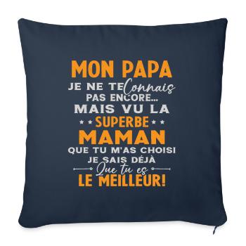 Annonce grossesse Cadeau Futur Papa Future Maman - Housse de coussin décorative 45 x 45 cm - bleu marine - Devant