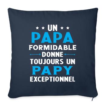 Un papa formidable - Papy exceptionnel Cadeau - Housse de coussin décorative 45 x 45 cm - bleu marine - Devant