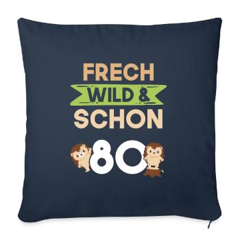 Geschenk 80 Jahre Geburtstag Igel - Sofakissenbezug 45 x 45 cm - Navy - Vorne