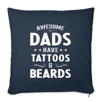 Cadeau Papa Tatoués et Barbus Humour Tatoueurs - Housse de coussin décorative 45 x 45 cm - bleu marine - Devant
