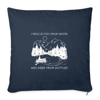 Je sauve le poisson de l’eau et la bière des bouteilles - Housse de coussin décorative 45 x 45 cm - bleu marine - Devant
