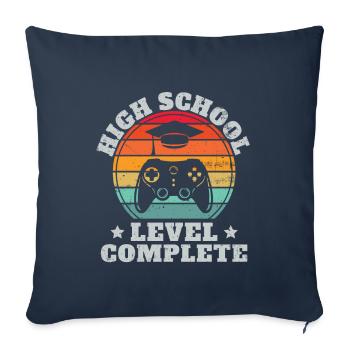 High School Level Complete Retro Graduation Video Gamer - Sofa pillowcase 17,3'' x 17,3'' (45 x 45 cm) - navy - Front