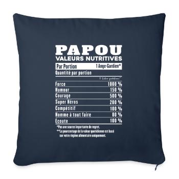 Cadeau papou humour papou valeurs nutritives - Housse de coussin décorative 45 x 45 cm - bleu marine - Devant
