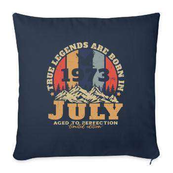Né juillet 1973 Anniversaire juillet 1973 - Housse de coussin décorative 45 x 45 cm - bleu marine - Devant