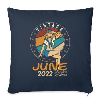 Vintage 2022 - Born In June 2022 - Sofa pillowcase 17,3'' x 17,3'' (45 x 45 cm) - navy - Front