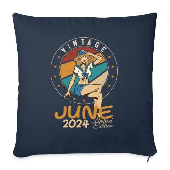 Vintage 2024 - Born In June 2024 - Sofa pillowcase 17,3'' x 17,3'' (45 x 45 cm) - navy - Front