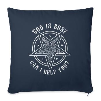 Dieu est occupé, puis-je vous aider ? Baphomet satanique - Housse de coussin décorative 45 x 45 cm - bleu marine - Devant