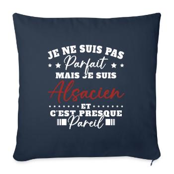 Pas Parfait mais Alsacien Cadeau Humour Alsace - Housse de coussin décorative 45 x 45 cm - bleu marine - Devant