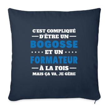 Bogosse Et Formateur Cadeau Meilleur Collègue - Housse de coussin décorative 45 x 45 cm - bleu marine - Devant