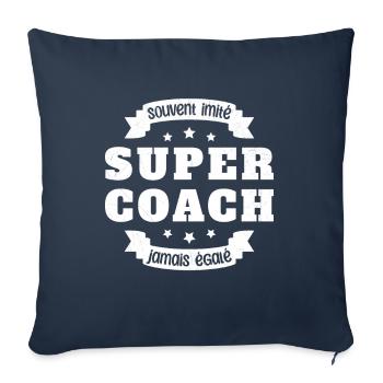 Super coach imité humour cadeau entraîneur drôle - Housse de coussin décorative 45 x 45 cm - bleu marine - Devant