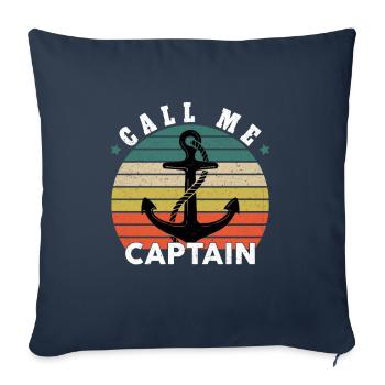 Appelez-moi Capitaine Bateau Voilier Mer Cadeau - Housse de coussin décorative 45 x 45 cm - bleu marine - Devant