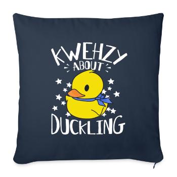 Kwehzy fou de canetons - Canards jaunes - Housse de coussin décorative 45 x 45 cm - bleu marine - Devant