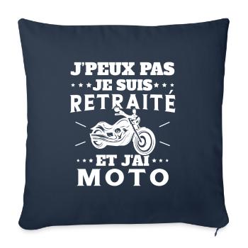 J'peux pas je suis Retraité et j'ai Moto Humour - Housse de coussin décorative 45 x 45 cm - bleu marine - Devant