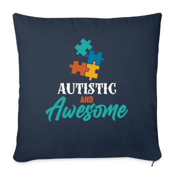 Stolze Autistin und Genial - Sofakissenbezug 45 x 45 cm - Navy - Vorne