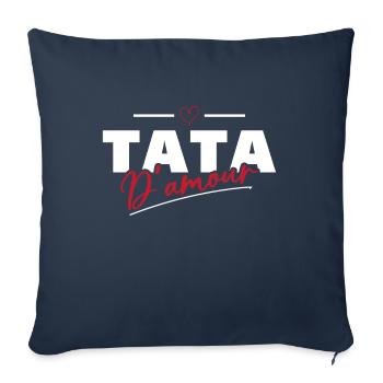 Tata d'amour Humour Cadeau - Housse de coussin décorative 45 x 45 cm - bleu marine - Devant