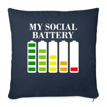Batterie sociale Anxiété sociale introvertie - Housse de coussin décorative 45 x 45 cm - bleu marine - Devant