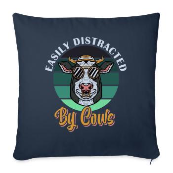 Facilement distrait par Cows Country Babe - Housse de coussin décorative 45 x 45 cm - bleu marine - Devant
