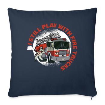 Toujours jouer Fire Trucks Fireman - Housse de coussin décorative 45 x 45 cm - bleu marine - Devant