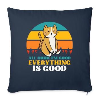 Tout va bien Je suis bon Tout est bon - Housse de coussin décorative 45 x 45 cm - bleu marine - Devant